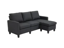 HOMCOM Ecksofa Stoffsofa L-Form Leinen
