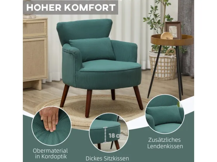 HOMCOM Einzelsessel Polyester Schaumstoff 69L x 69,5B x 78H cm* Sessel