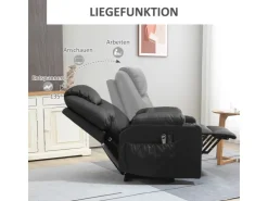 HOMCOM Elektrischer Aufstehsessel Kunstleder Stahl Schwarz 88L x 99B x 106H cm