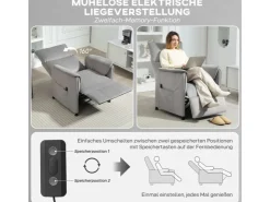 HOMCOM Elektrischer Relaxsessel Polyester Schaumstoff 83L x 80B x 104H cm Grau* Sessel