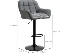 HOMCOM 2er-Set Barhocker Barstuhl Grau