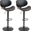 HOMCOM 2er-Set Barhocker Höhenverstellbar mit Fußstützen Schwarz 53 x 52 x 92-112cm