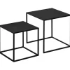 HOMCOM 2er-Set Couchtisch Eckiger aus Stahlgestell bis 10 kg Belastbar Schwarz* Tische