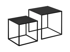 HOMCOM 2er-Set Couchtisch Eckiger aus Stahlgestell bis 10 kg Belastbar Schwarz* Tische