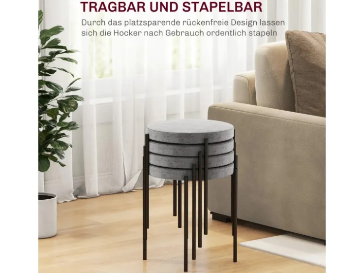 HOMCOM 4er-Set Hocker Metall* Hocker
