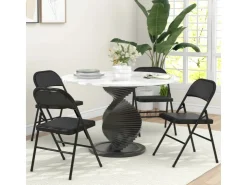 HOMCOM 4er-Set Klappstühle Tragbar mit Kissen Stahlbeine Kunstleder