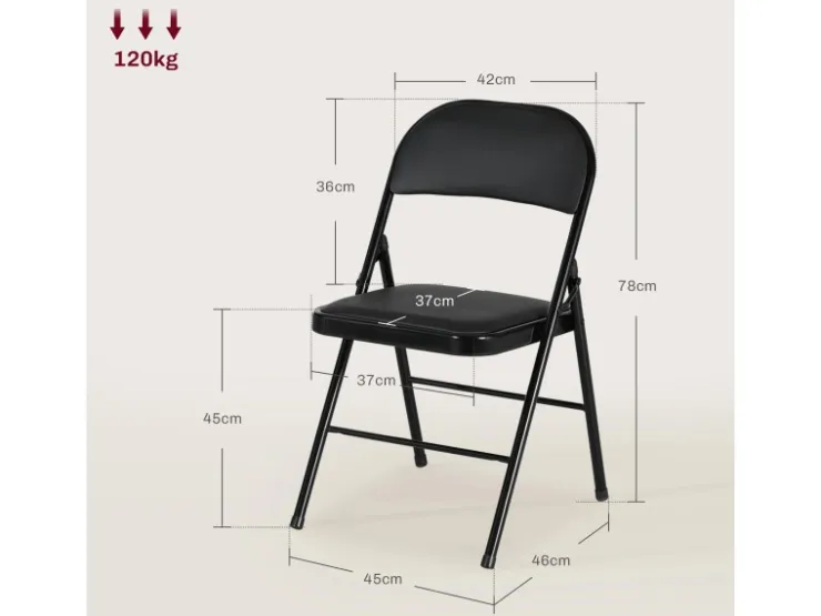 HOMCOM 4er-Set Klappstühle Tragbar mit Kissen Stahlbeine Kunstleder
