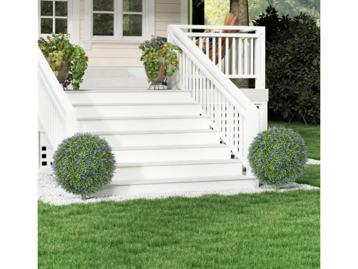 HOMCOM 2er-Set Lavendel Künstliche Pflanzen mit UV Schutz