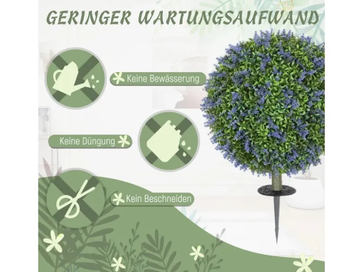 HOMCOM 2er-Set Lavendel Künstliche Pflanzen mit UV Schutz