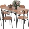 HOMCOM Essgruppe mit 4 Stühlen MDF Stahl Teak 110L x 70B x 75H cm* Tische