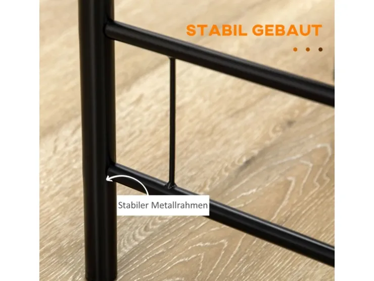 HOMCOM Essgruppe mit 2 Stühlen MDF Metall Schwarz 80L x 53B x 74,5H cm* Stühle