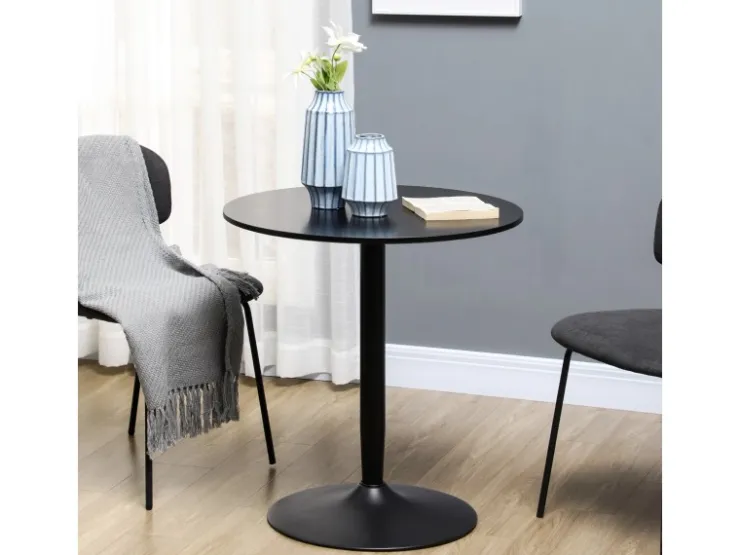 HOMCOM Esstisch für 2 Personen mit Stahlbeinen Rutschfest Ø70 x 75 cm Schwarz* Tische