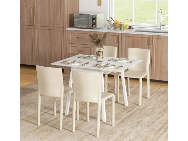 HOMCOM Esstisch für 2-4 Personen Kiefernholz Weiß 110L x 86B x 75H cm* Tische