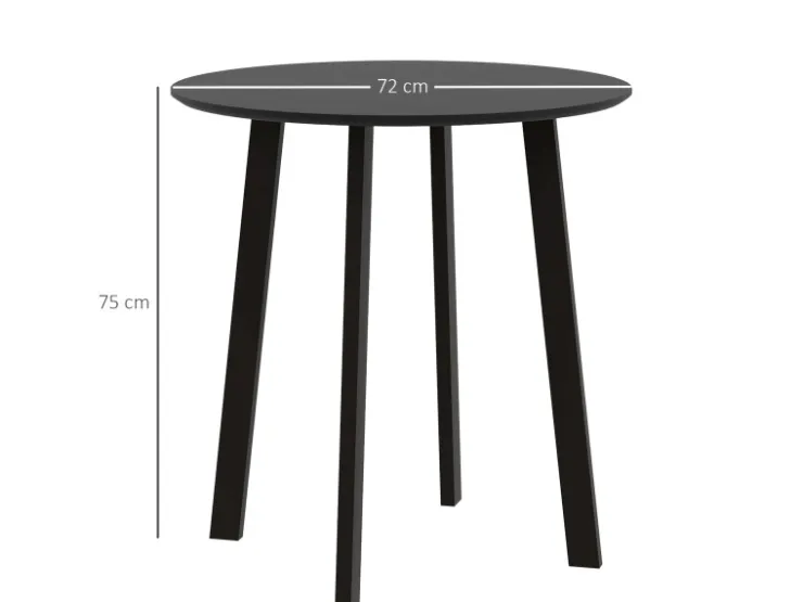 HOMCOM Esstisch für 4 Personen MDF Stahl Schwarz 72L x 72B x 75H cm
