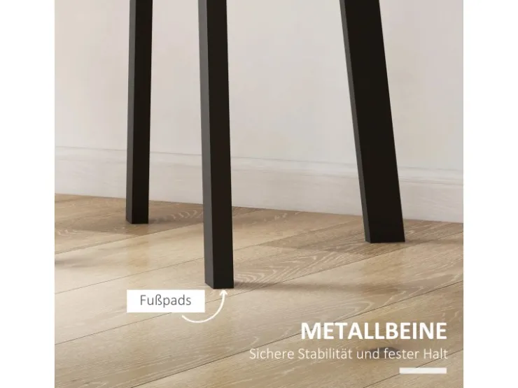 HOMCOM Esstisch für 4 Personen MDF Stahl Schwarz 72L x 72B x 75H cm