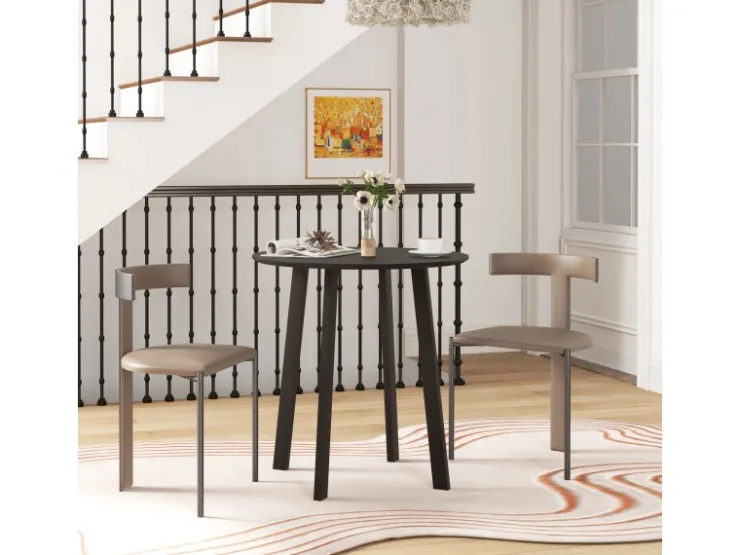 HOMCOM Esstisch für 4 Personen MDF Stahl Schwarz 72L x 72B x 75H cm
