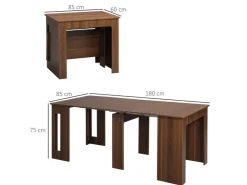 HOMCOM Esstisch Klapptisch Ausziehbar Modernes Design Braun 180 x 85 x 75cm* Tische