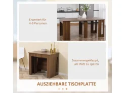 HOMCOM Esstisch Klapptisch Ausziehbar Modernes Design Braun 180 x 85 x 75cm* Tische