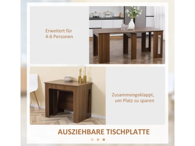 HOMCOM Esstisch Klapptisch Ausziehbar Modernes Design Braun 180 x 85 x 75cm* Tische
