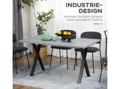 HOMCOM Esstisch mit Steinoptik für 6 Personen Stahlbeine Grau 140 x 80 x 76 cm* Tische
