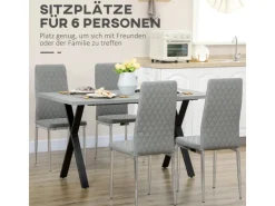 HOMCOM Esstisch mit Steinoptik für 6 Personen Stahlbeine Grau 140 x 80 x 76 cm* Tische