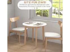 HOMCOM Esstisch Rund für 2 Personen mit Landhaus-Stil Ø75 x 76 cm Weiß* Tische