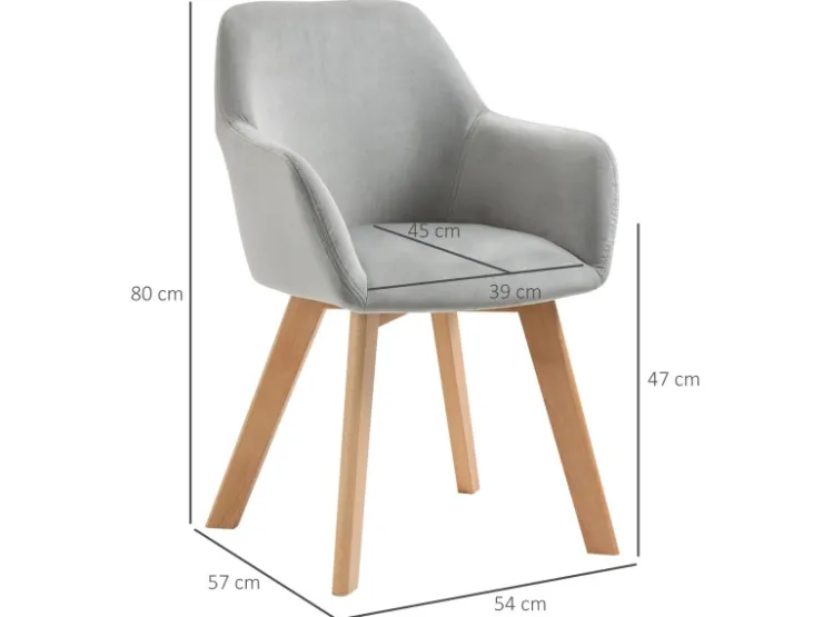 HOMCOM Esszimmerstühle 2er Set mit Gummierten Holzbeinen* Stühle