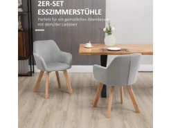 HOMCOM Esszimmerstühle 2er Set mit Gummierten Holzbeinen* Stühle