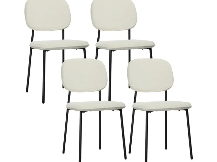 HOMCOM Esszimmerstühle Polyester Stahl 49L x 47B x 85H cm Weiß* Stühle