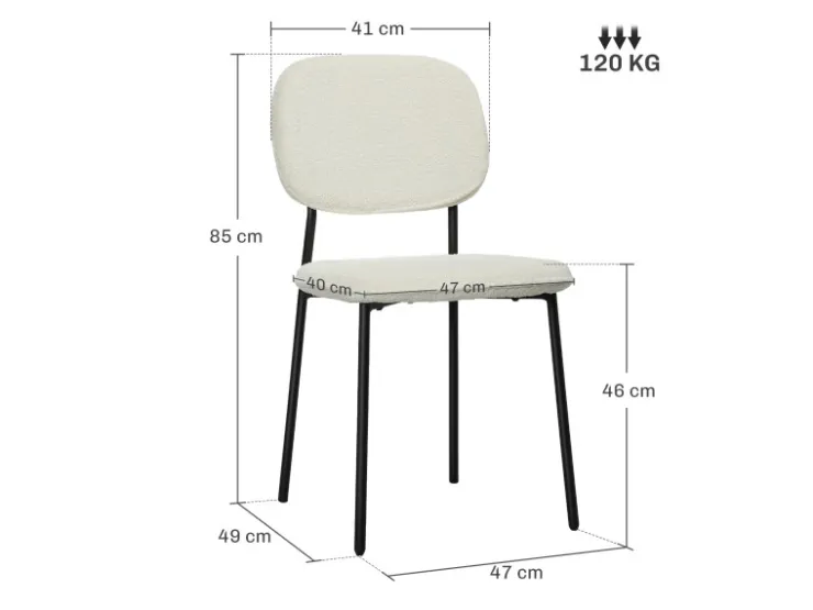 HOMCOM Esszimmerstühle Polyester Stahl 49L x 47B x 85H cm Weiß* Stühle