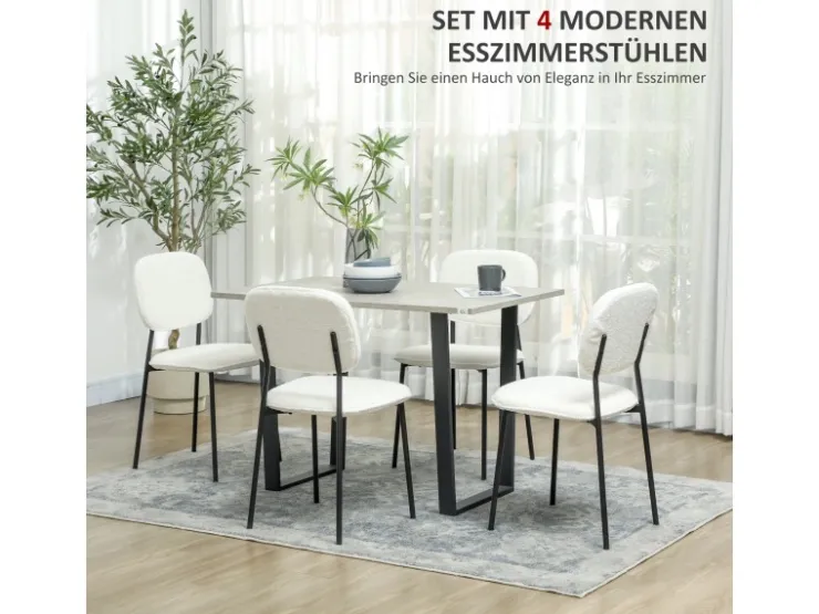 HOMCOM Esszimmerstühle Polyester Stahl 49L x 47B x 85H cm Weiß* Stühle
