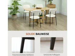 HOMCOM Esszimmerstühle Polyester Stahl 49L x 47B x 85H cm Weiß* Stühle