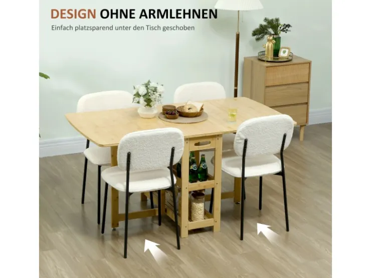 HOMCOM Esszimmerstühle Polyester Stahl 49L x 47B x 85H cm Weiß* Stühle