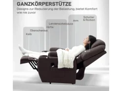 HOMCOM Fernsehsessel mit Aufstehhilfe Kunstleder Schaumstoff Kaffee-Braun