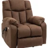 HOMCOM Fernsehsessel mit Aufstehhilfe Polyester Stahl Braun 92L x 95B x 107H cm* Sessel