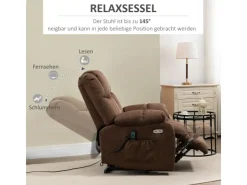 HOMCOM Fernsehsessel mit Aufstehhilfe Polyester Stahl Braun 92L x 95B x 107H cm* Sessel