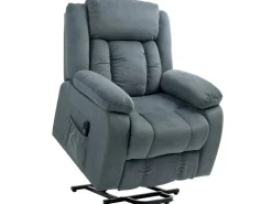 HOMCOM Fernsehsessel mit Aufstehhilfe Polyester Stahl Grau 92B x 94T x 105H cm