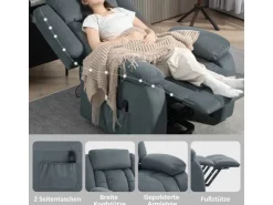 HOMCOM Fernsehsessel mit Aufstehhilfe Polyester Stahl Grau 92B x 94T x 105H cm