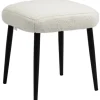HOMCOM Fußhocker mit Kaschmir-Optik Stahlbeine Cremeweiß 42 x 42 x 47 cm