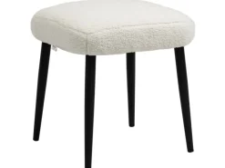 HOMCOM Fußhocker mit Kaschmir-Optik Stahlbeine Cremeweiß 42 x 42 x 47 cm