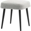 HOMCOM Fußhocker mit Kaschmir-Optik Stahlbeine Hellgrau 42 x 42 x 47 cm* Hocker