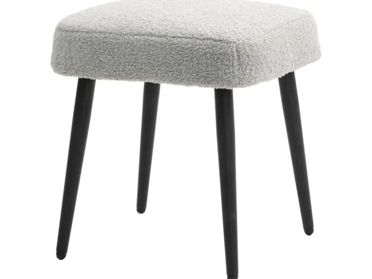 HOMCOM Fußhocker mit Kaschmir-Optik Stahlbeine Hellgrau 42 x 42 x 47 cm* Hocker