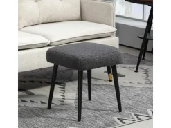 HOMCOM Fußhocker mit Kaschmir-Optik Stahlbeine Dunkelgrau 42 x 42 x 47 cm* Hocker