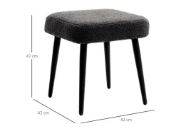HOMCOM Fußhocker mit Kaschmir-Optik Stahlbeine Dunkelgrau 42 x 42 x 47 cm* Hocker