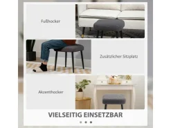 HOMCOM Fußhocker mit Kaschmir-Optik Stahlbeine Dunkelgrau 42 x 42 x 47 cm* Hocker