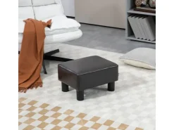 HOMCOM Fußhocker Rückenfreier Chesterfield aus Kunstleder Braun 40 x 30 x 24 cm