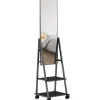 HOMCOM Ganzkörperspiegel Stahl Spanplatte Schwarz 42L x 37B x 155H cm* Regale Schwarz