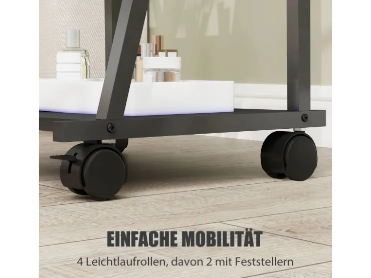 HOMCOM Ganzkörperspiegel Stahl Spanplatte Schwarz 42L x 37B x 155H cm* Regale Schwarz