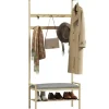 HOMCOM Garderobe mit Schuhbank Bambus Naturholz 73,5L x 34B x 171H cm