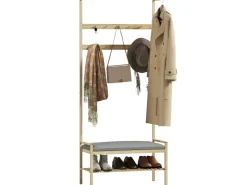 HOMCOM Garderobe mit Schuhbank Bambus Naturholz 73,5L x 34B x 171H cm